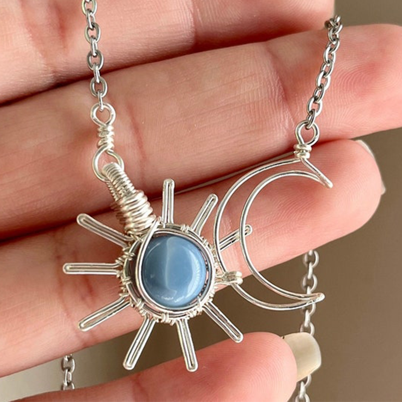 Blue Opal Sun/Moon Pendant