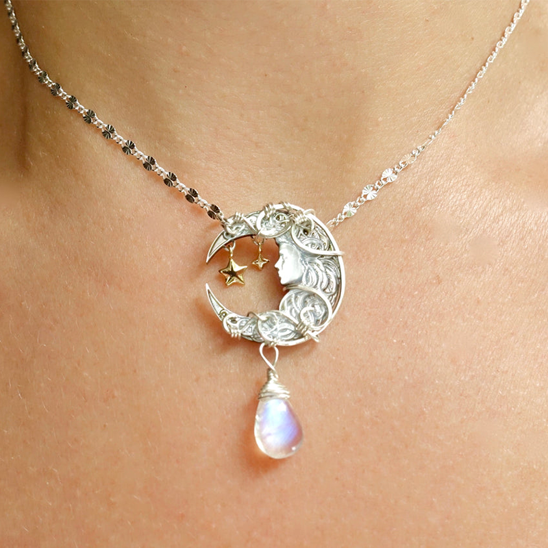 Mini Lunar Mermaid with Moonstone in Silver