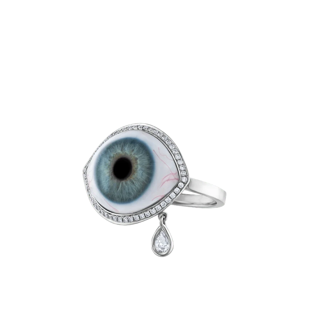 Diamond Halo Teardrop Eye Finger Ring