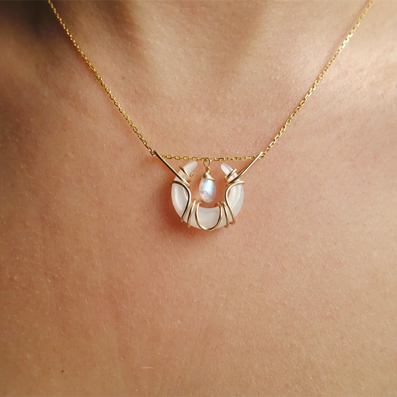 Moonstone Crescent Necklace - Sway