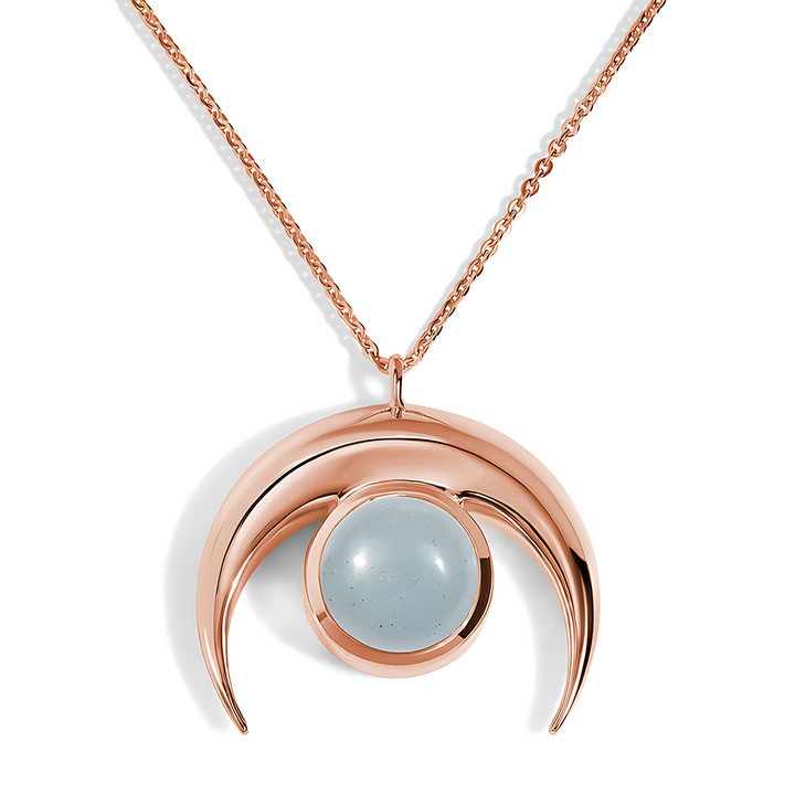 Aquamarine Necklace - Crescent Moon