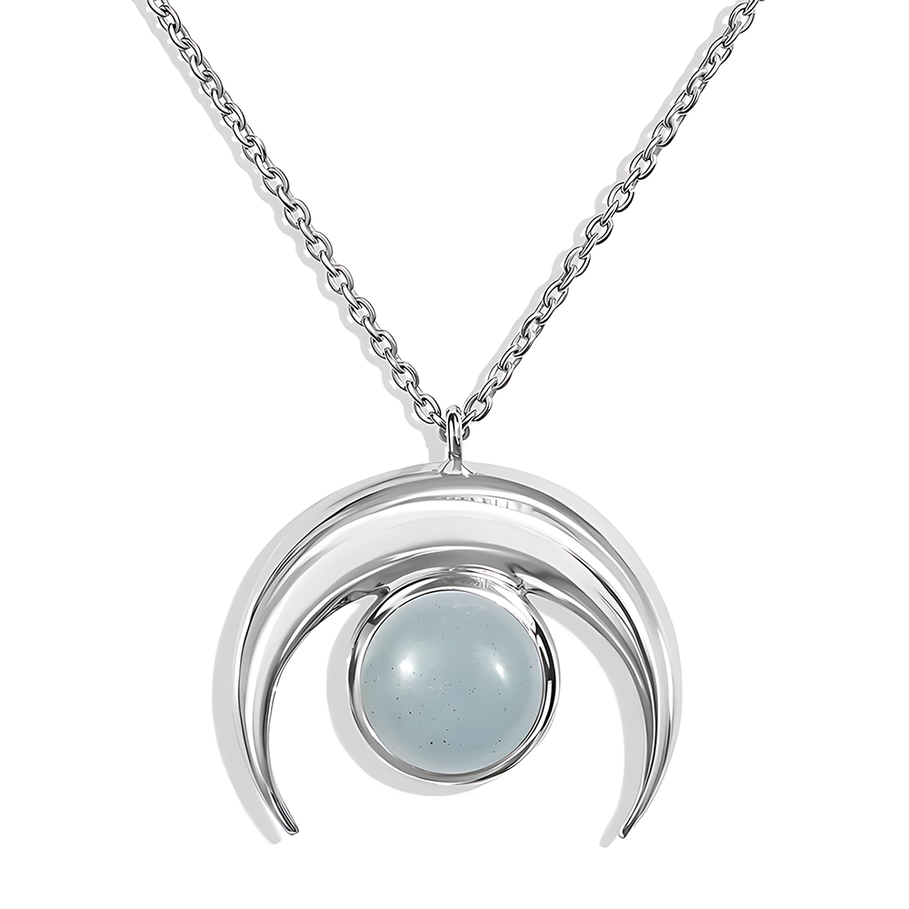 Aquamarine Necklace - Crescent Moon