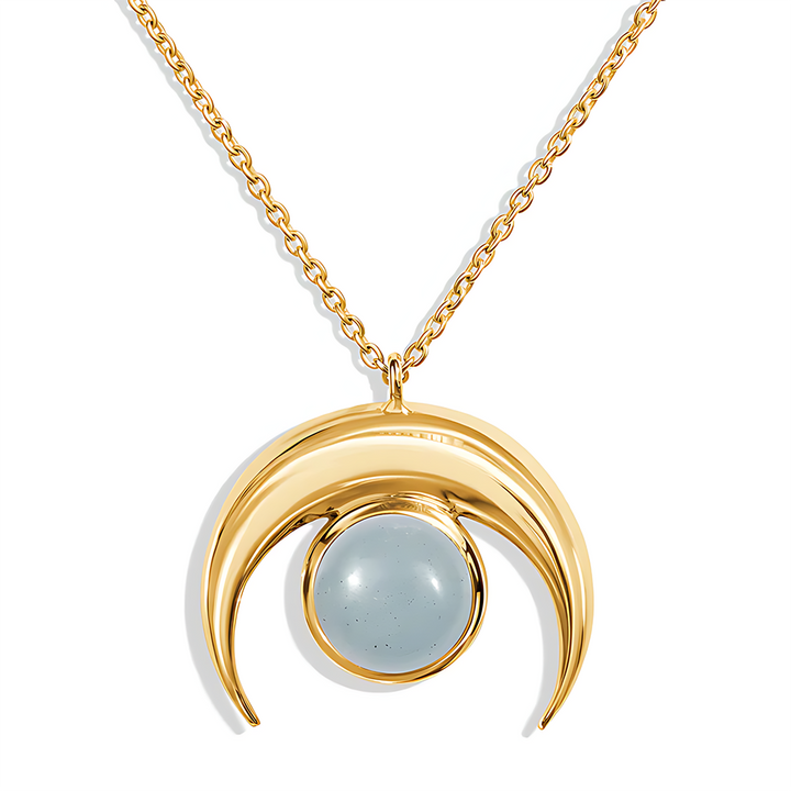 Aquamarine Necklace - Crescent Moon