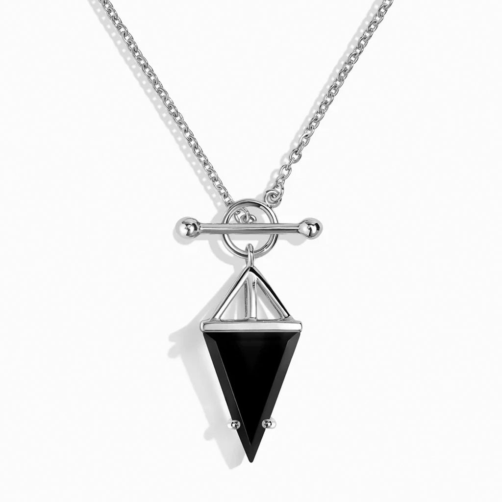 Heroine T Lock Black Obsidian Necklace