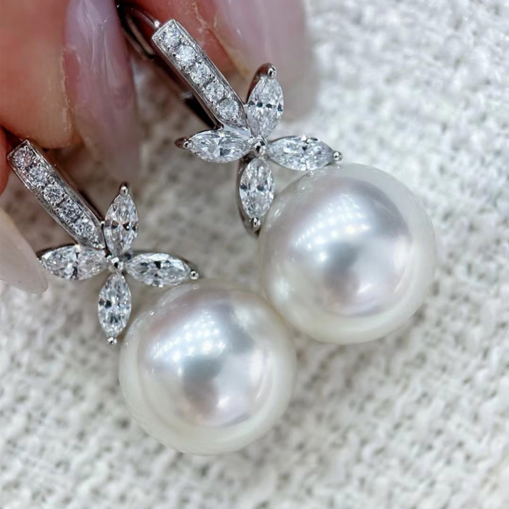 Diamond and Pearl Earrings