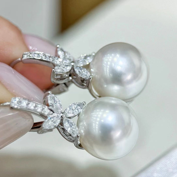 Diamond and Pearl Earrings