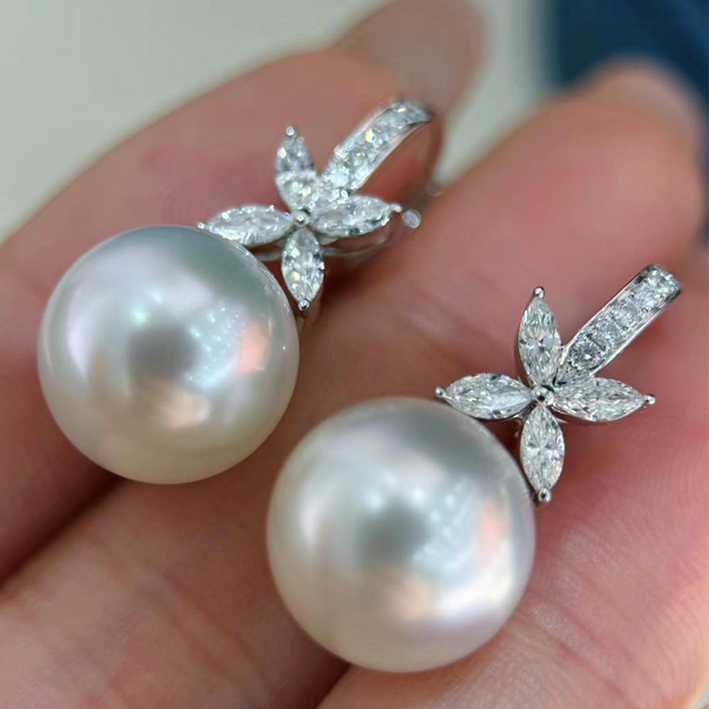 Diamond and Pearl Earrings