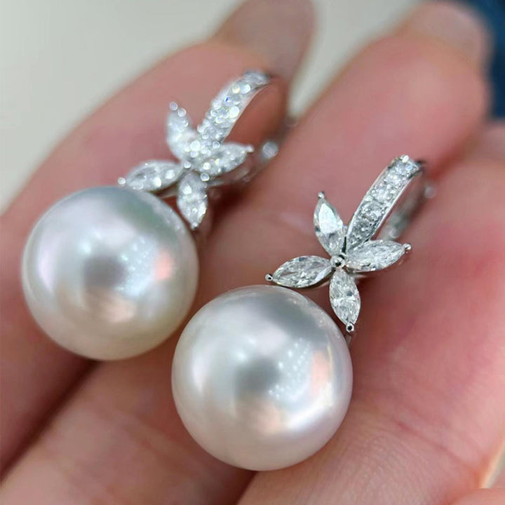 Diamond and Pearl Earrings