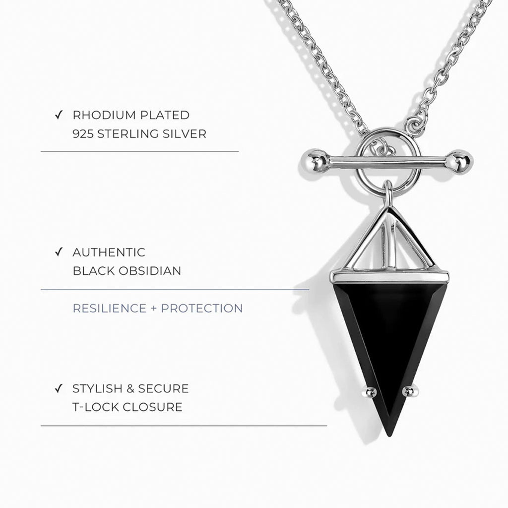 Heroine T Lock Black Obsidian Necklace