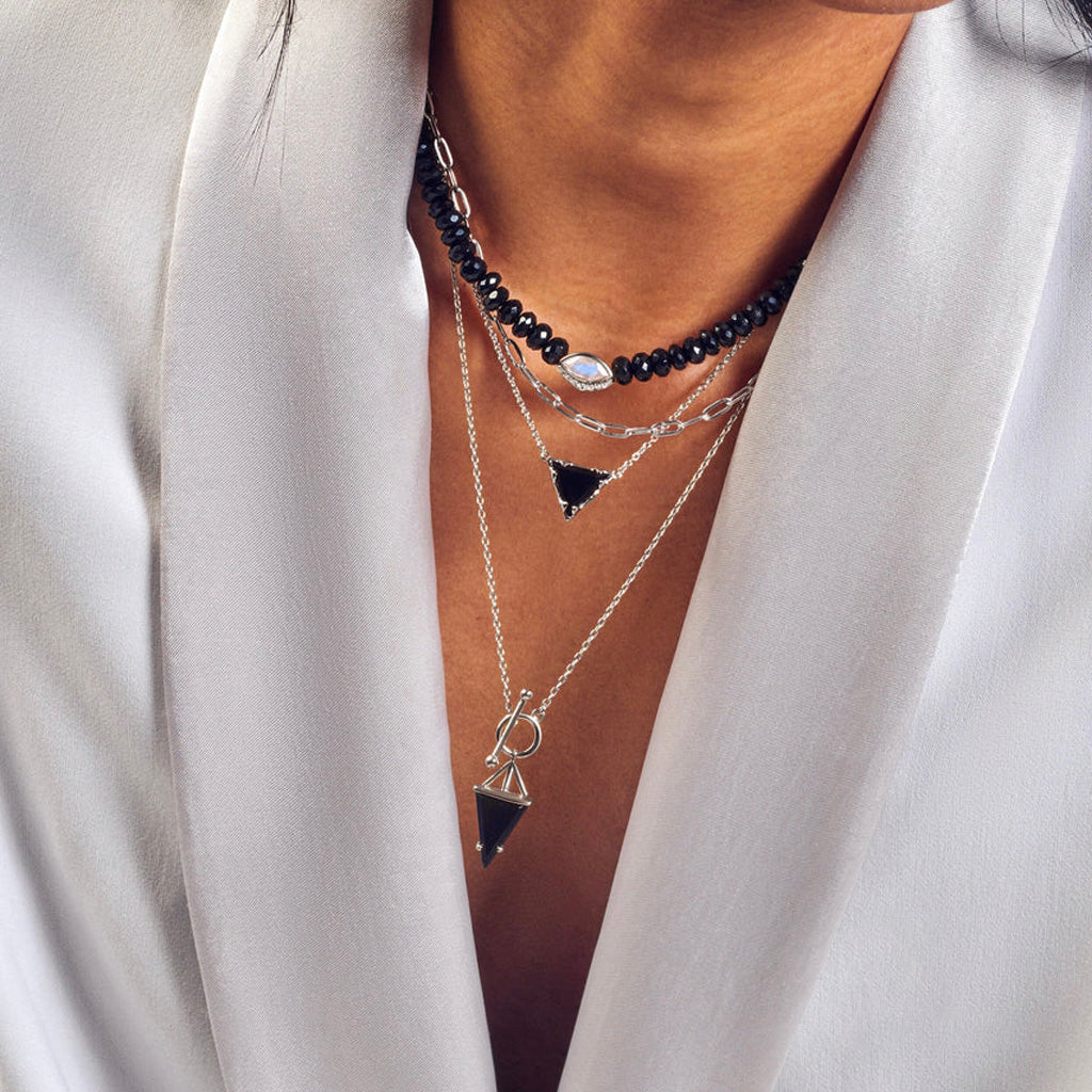 Heroine T Lock Black Obsidian Necklace