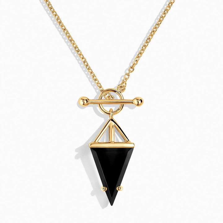 Heroine T Lock Black Obsidian Necklace