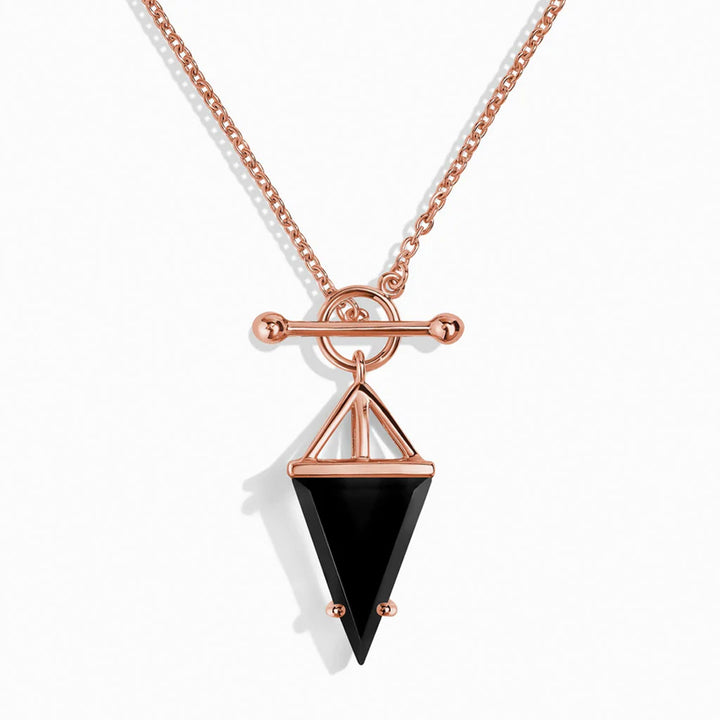 Heroine T Lock Black Obsidian Necklace