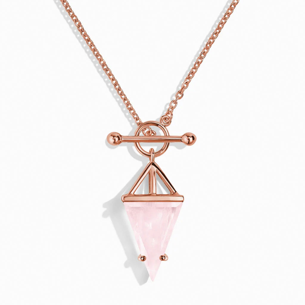 Heroine T Lock Rose Quartz Necklace