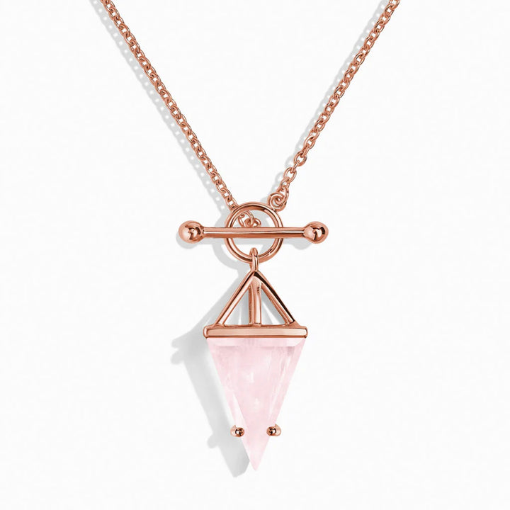 Heroine T Lock Rose Quartz Necklace