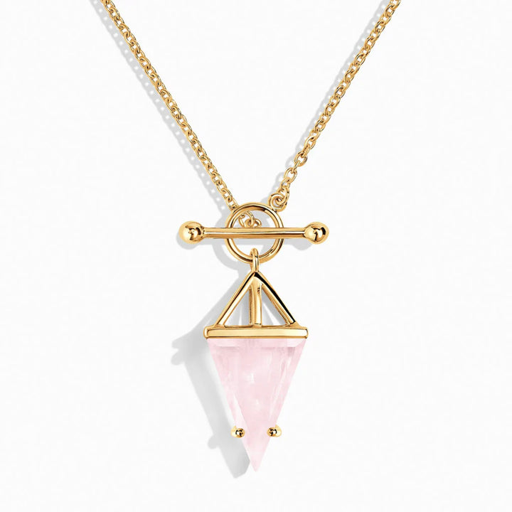 Heroine T Lock Rose Quartz Necklace