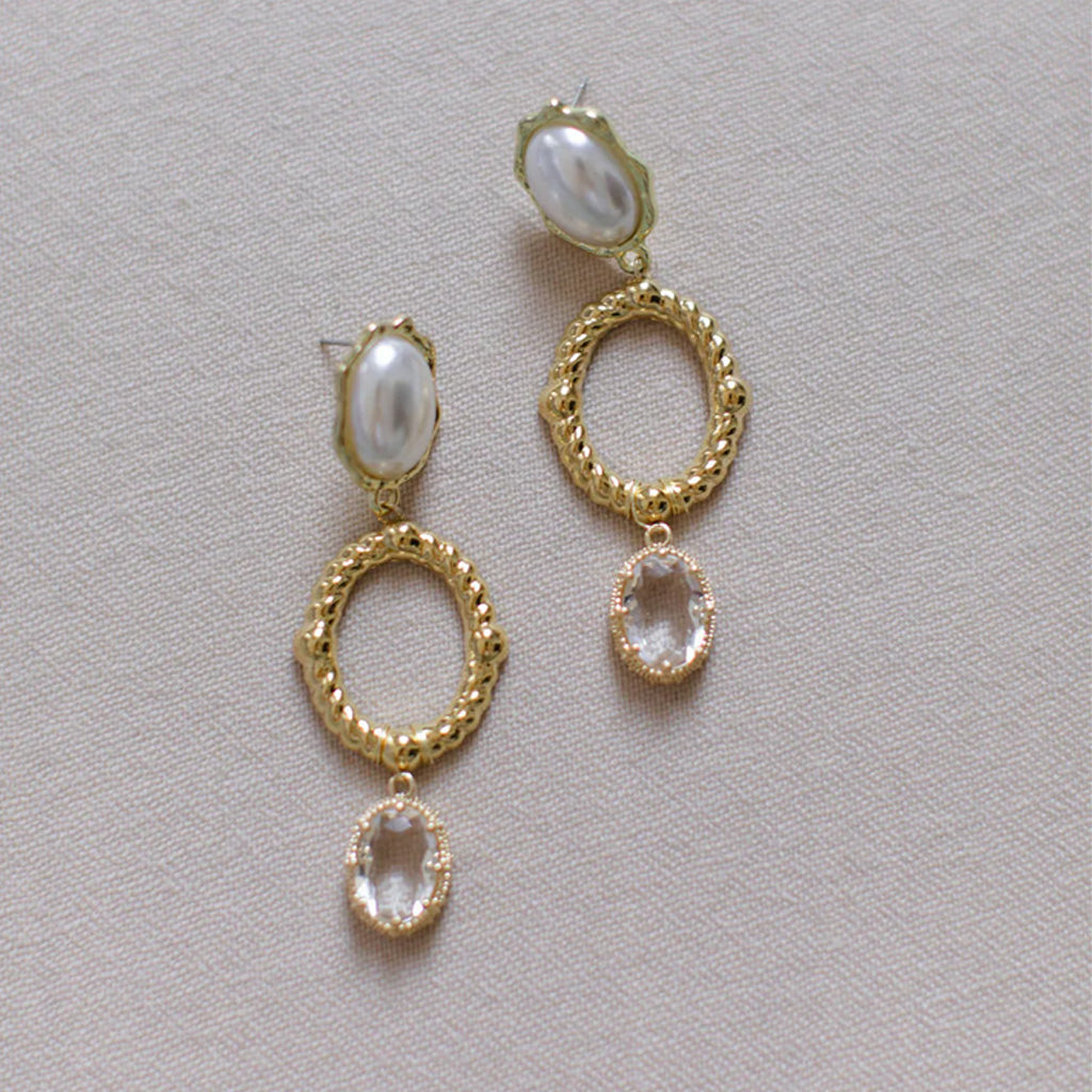 Luciana Statement Earring with pearl and crystal