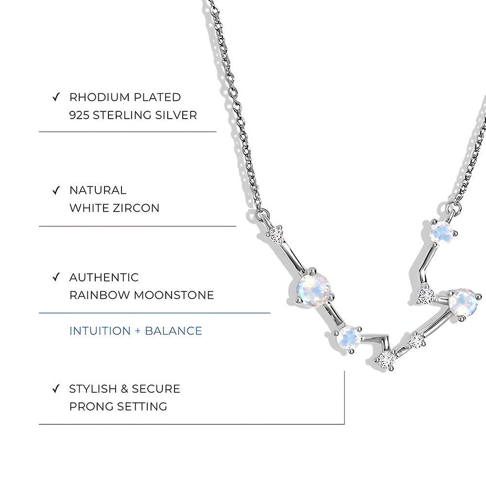 Moonstone Necklace - Aquarius Zodiac Constellation