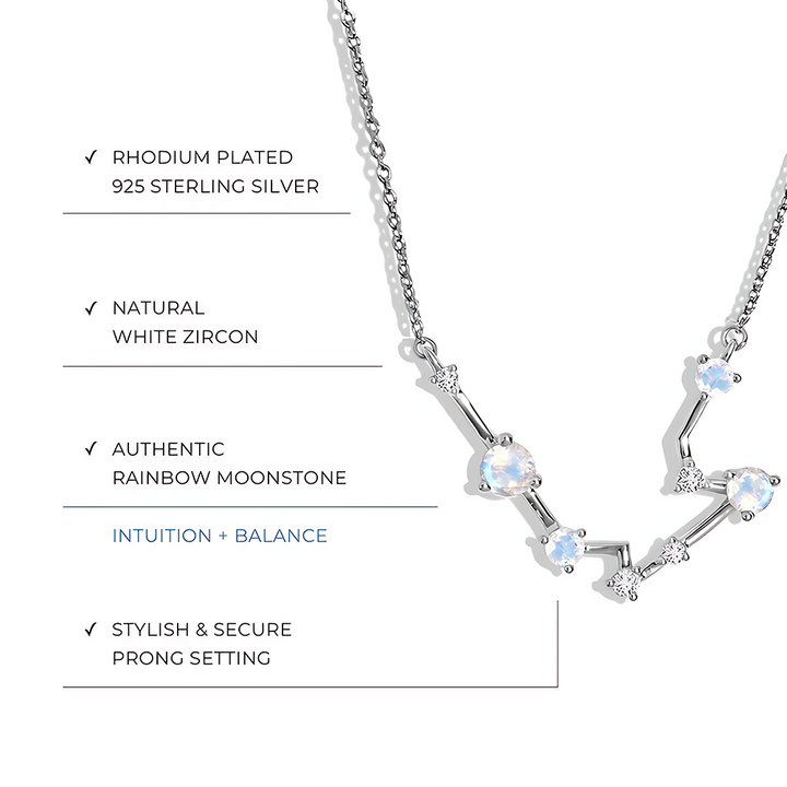 Moonstone Necklace - Aquarius Zodiac Constellation