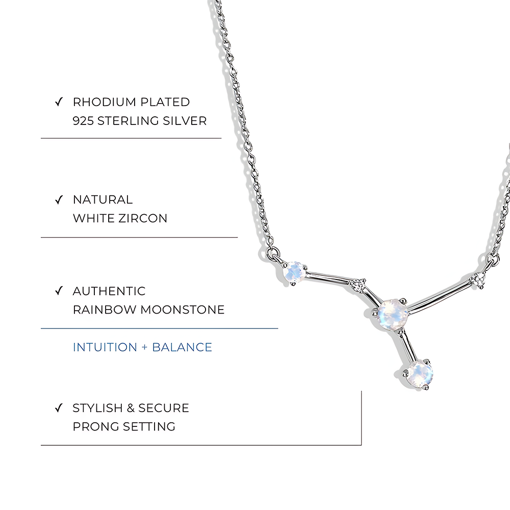 Moonstone Necklace - Cancer Zodiac Constellation