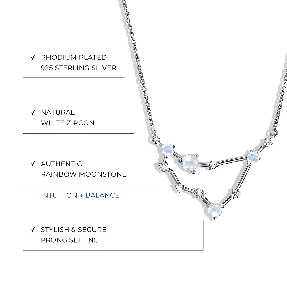 Moonstone Necklace - Capricorn Zodiac Constellation