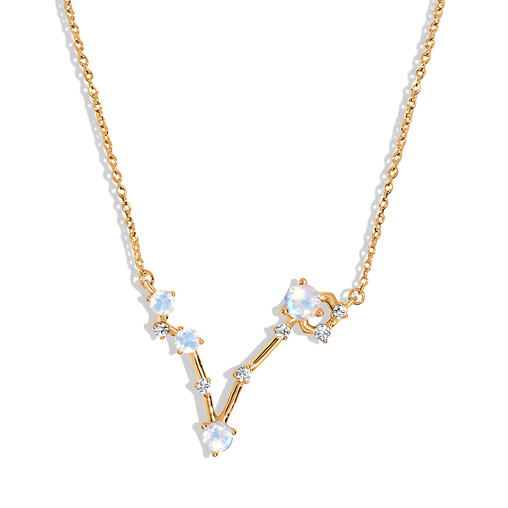 Moonstone Necklace - Pisces Zodiac Constellation