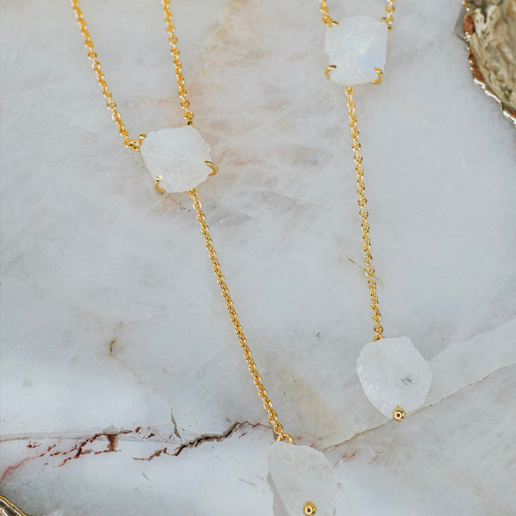 Moonstone drop necklace