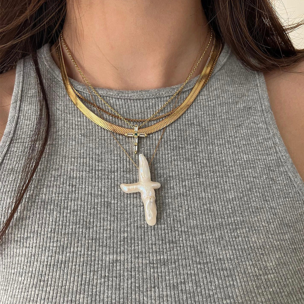 PEARL CROSS NECKLACE