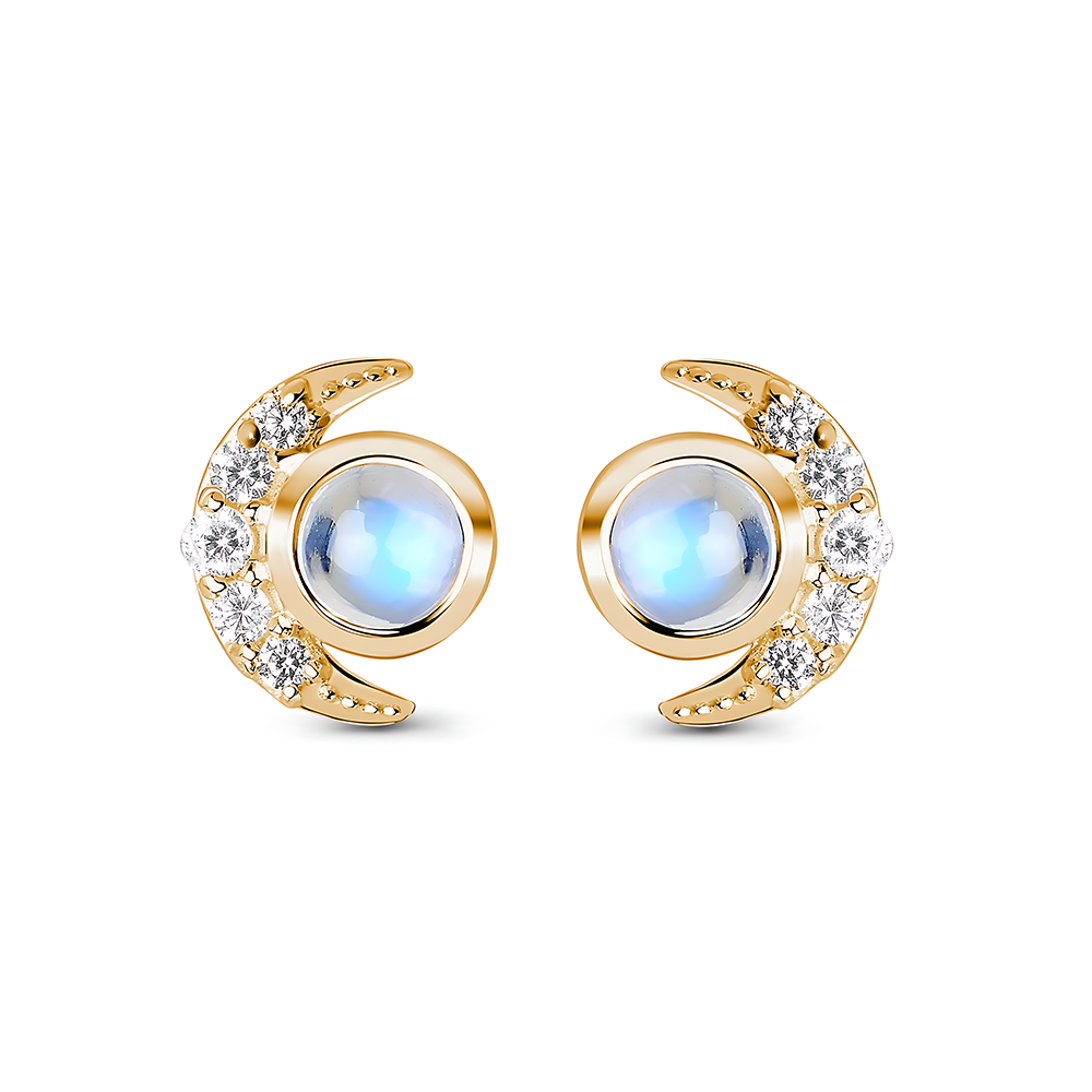 Moonstone / White Topaz Earrings - Moonlighters Studs