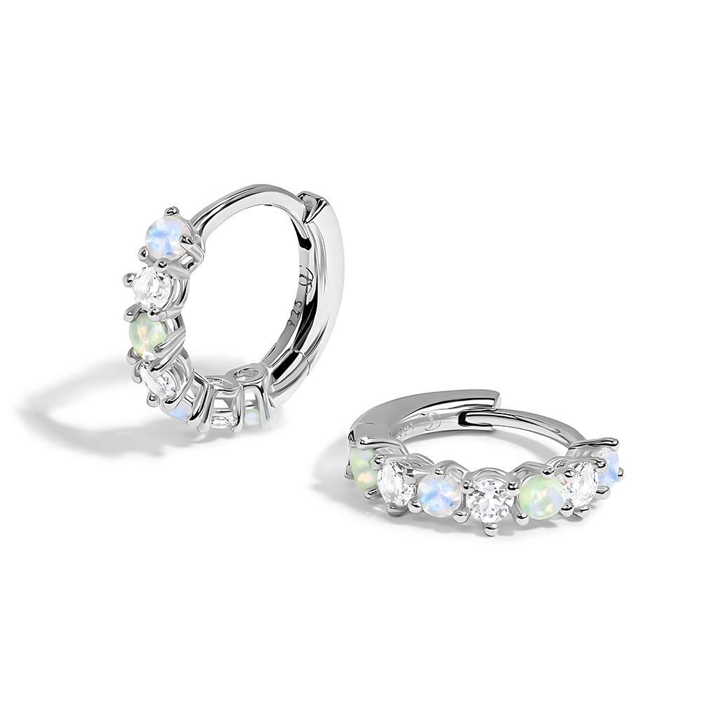 Moonstone Multigem Earrings - Bonny Hoops