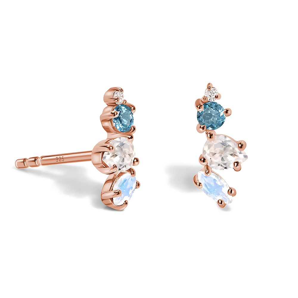 Moonstone Blue Topaz Earrings - Soaring Climbers