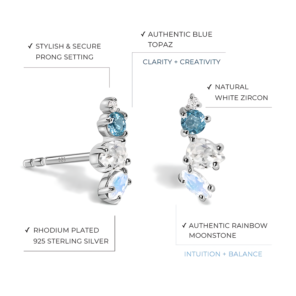 Moonstone Blue Topaz Earrings - Soaring Climbers