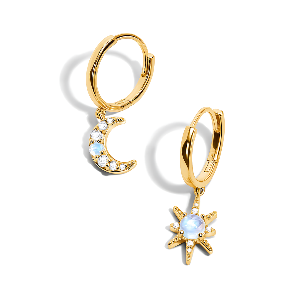 Moonstone Earrings - Celestial Being Hoops