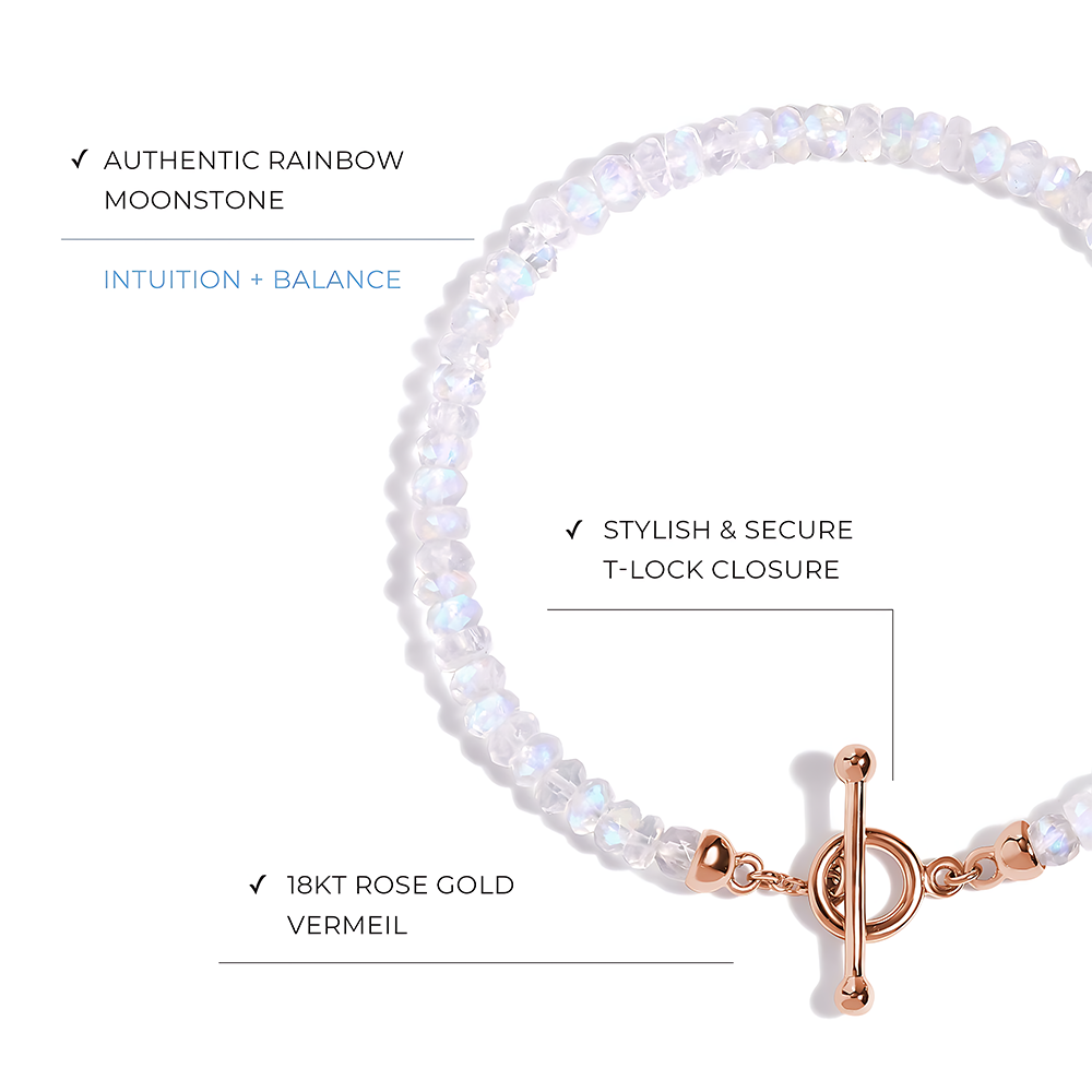 Rainbow Moonstone T-Lock Beads Bracelet - Raise Your Vibrations