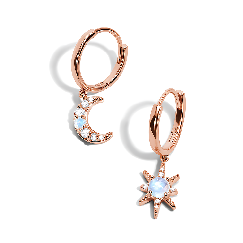 Moonstone Earrings - Celestial Being Hoops