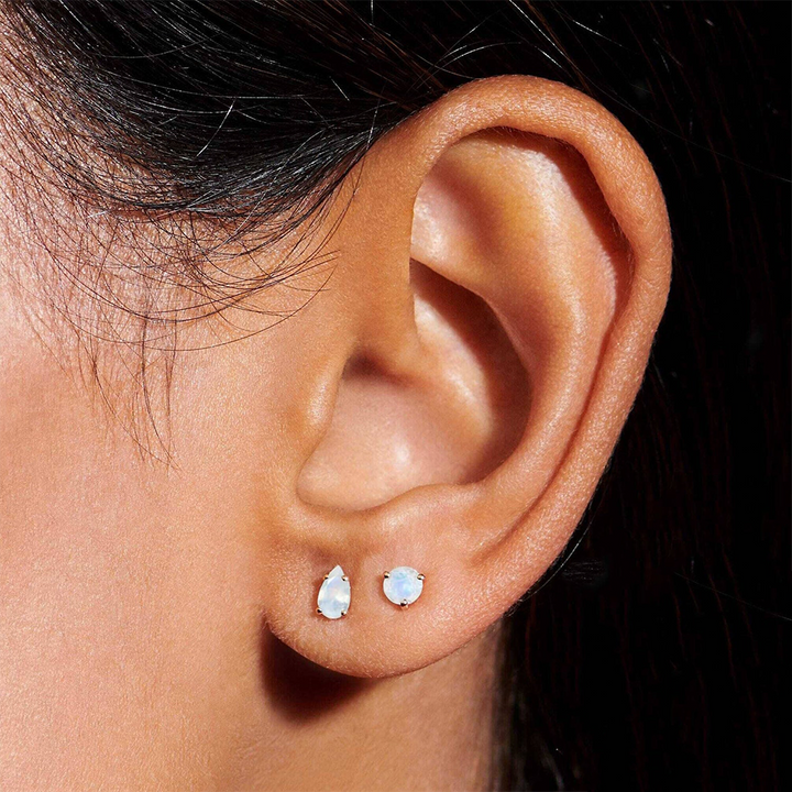 Moonstone Petite Round & Teardrop Studs