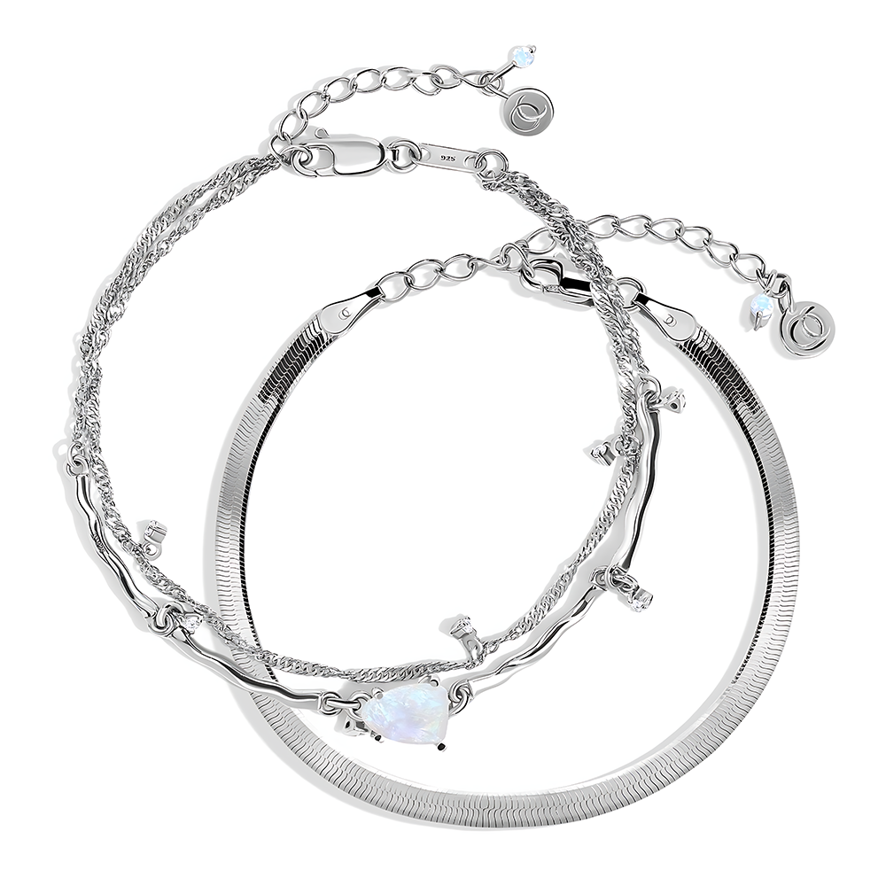 Moonstone Bracelet Stack - Flow