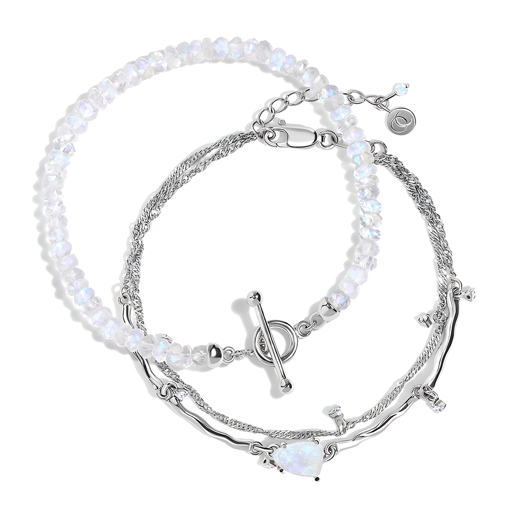 Moonstone Bracelet Stack - Energy Flow