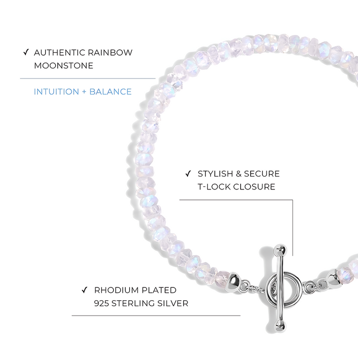 Rainbow Moonstone T-Lock Beads Bracelet - Raise Your Vibrations