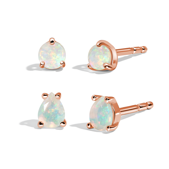 Opal Petite Round & Teardrop Studs