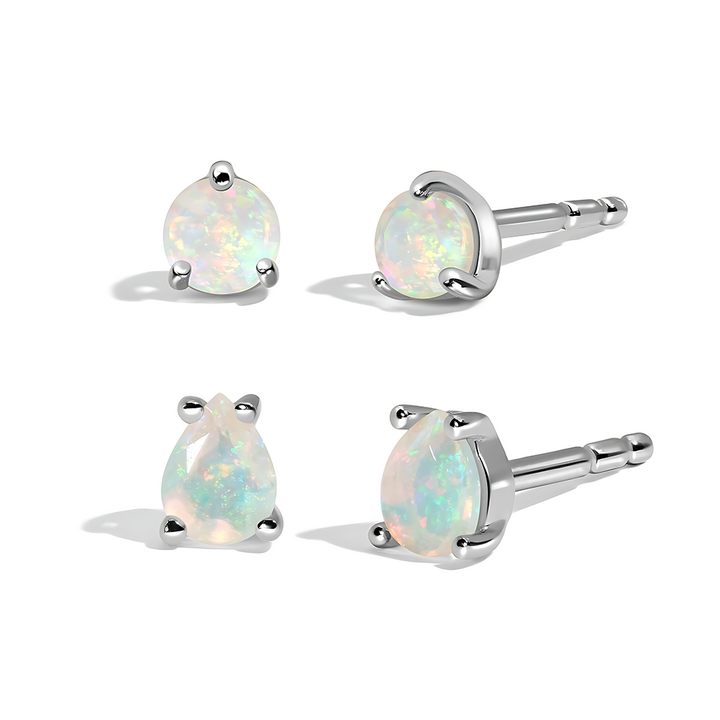 Opal Petite Round & Teardrop Studs