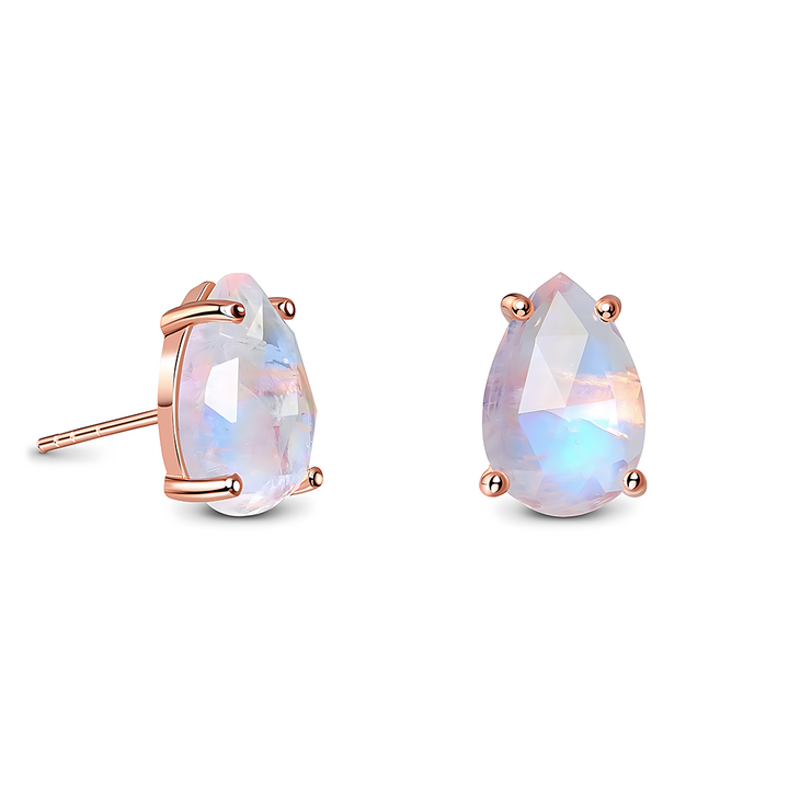 Moonstone Earrings - Bright Drop Studs