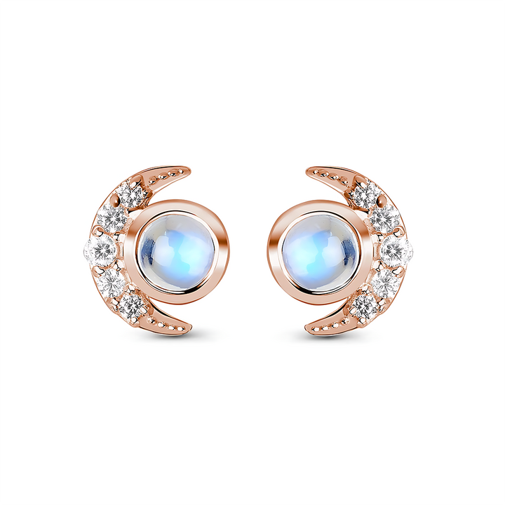 Moonstone / White Topaz Earrings - Moonlighters Studs