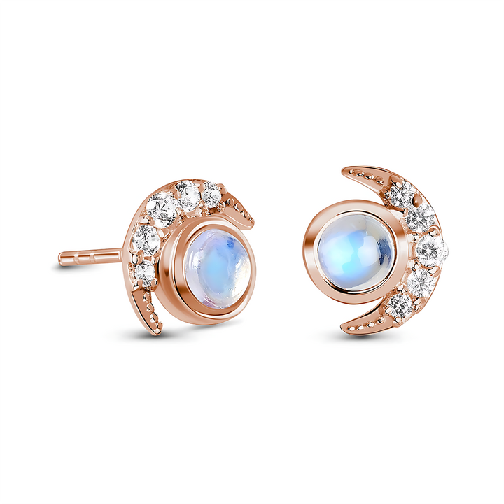 Moonstone / White Topaz Earrings - Moonlighters Studs