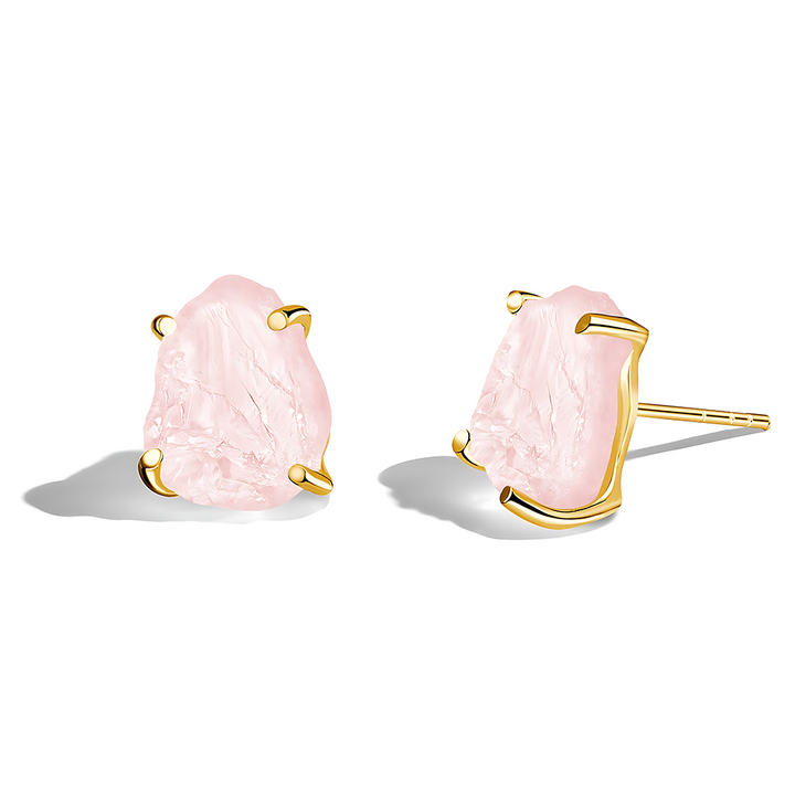 Raw Crystal Studs - Rose Quartz Studs