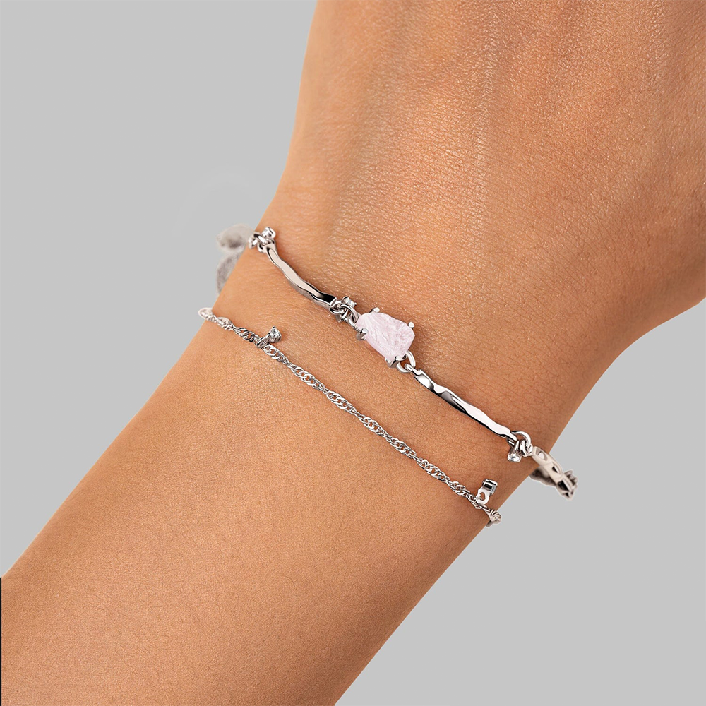 Raw Crystal Bracelet - Flow Rose Quartz