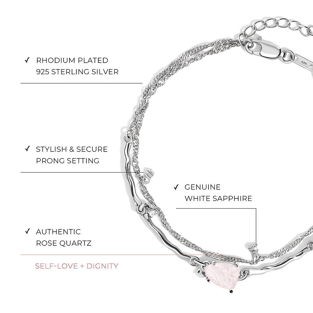 Raw Crystal Bracelet - Flow Rose Quartz