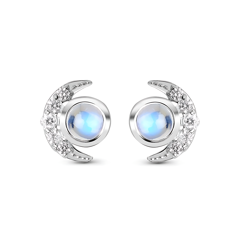 Moonstone / White Topaz Earrings - Moonlighters Studs