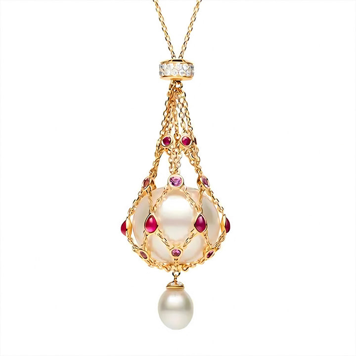 Pearl & Diamond Lavalier Necklace