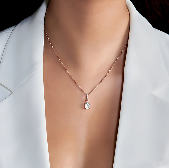 White Topaz Necklace Sway - April Birthstone