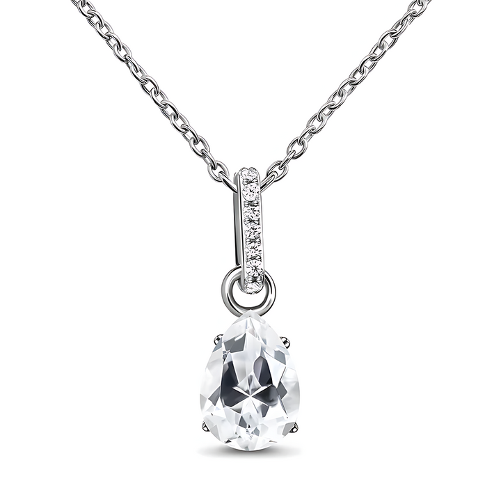 White Topaz Necklace Sway - April Birthstone